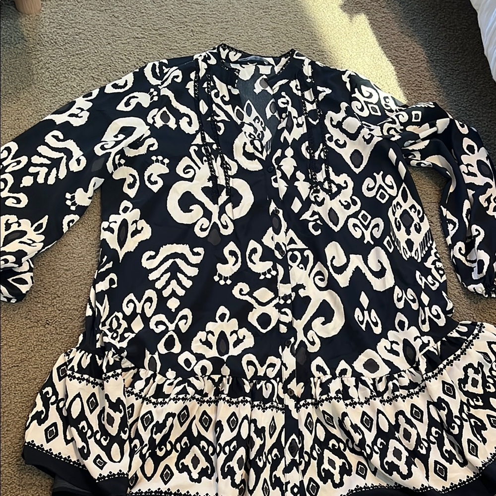Zara Black and White Graphic Mini Dress